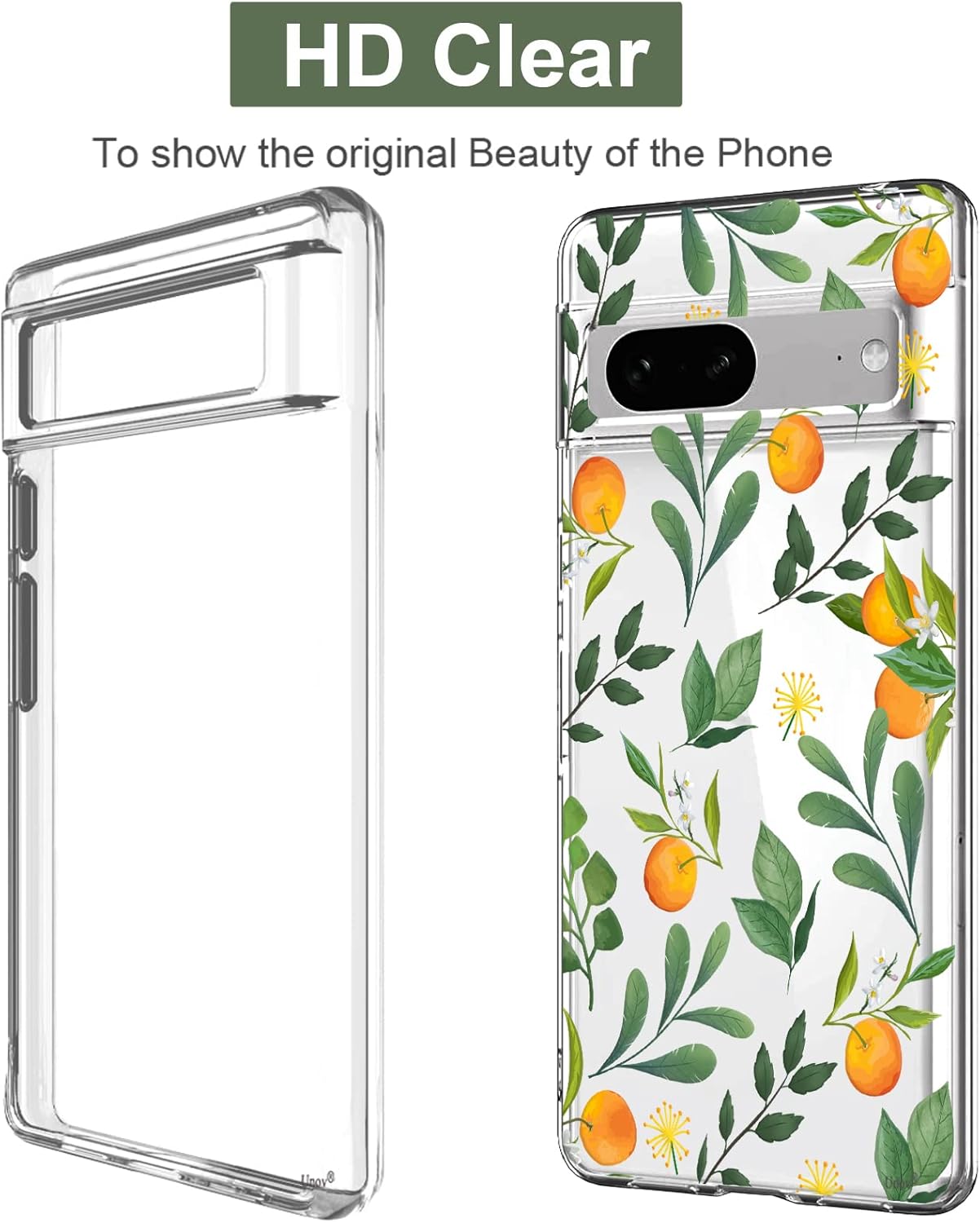 Unov Compatible con Pixel 7 Funda transparente con diseño de TPU suave, absorción de golpes, diseño delgado en relieve, cubierta trasera protectora