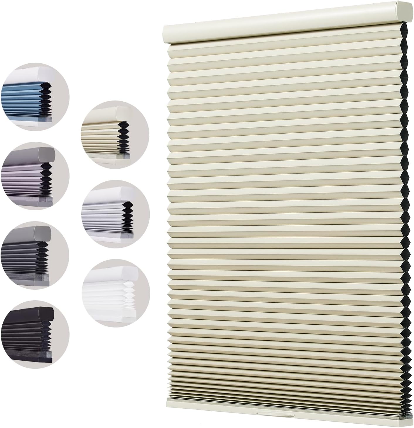 Xidamen Persianas celulares opacas sin cordón, con diseño de panal de abeja, persianas de acordeón para oscurecimiento de la habitación para el