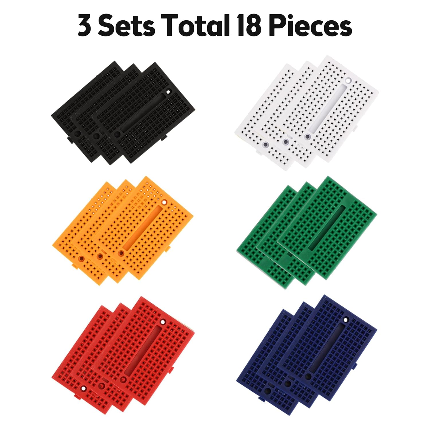 FORIOT 18pcs 170 agujeros colorido mini placa de pan sin soldadura para Arduino Proto Shield Distribución Bloque de conexión (cada color incluye 3