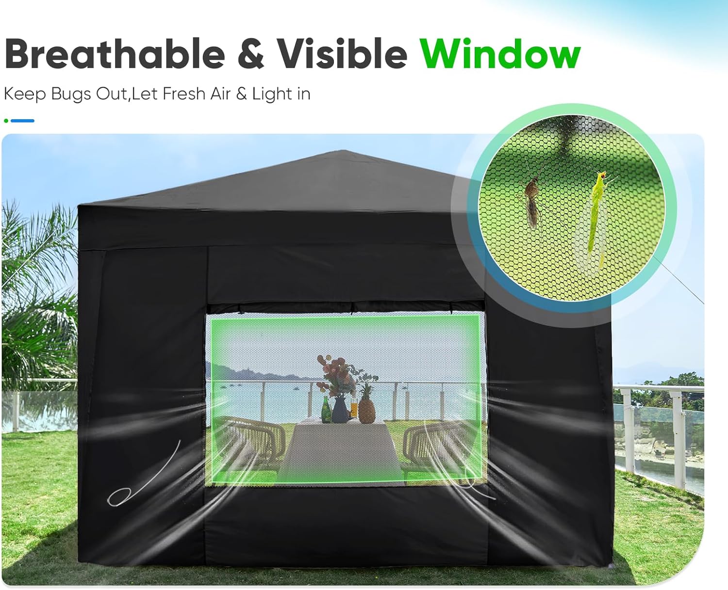 Quictent Tienda de campaña desplegable de privacidad de 8 x 8 pulgadas con paredes laterales y ventanas ventiladas enrollables, configuración para