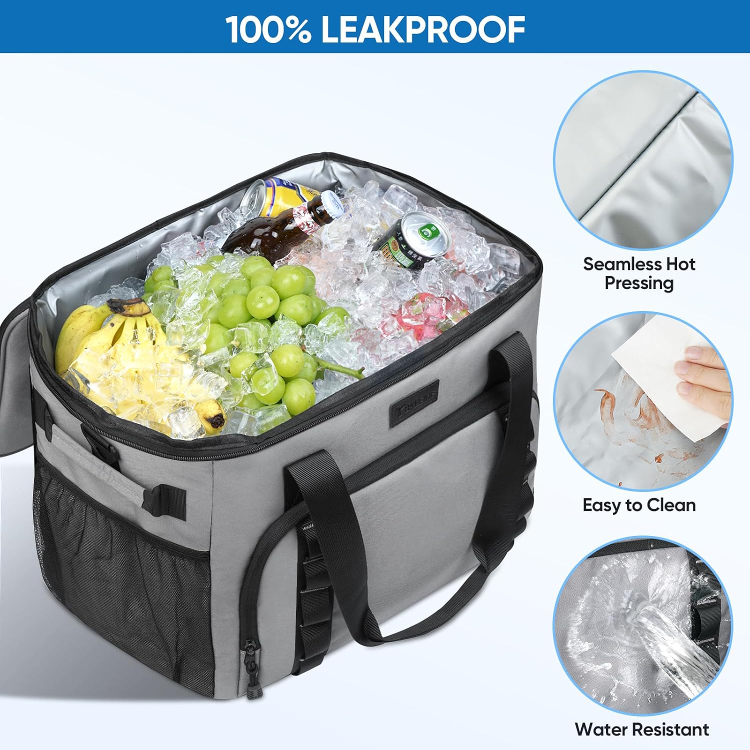 BALEINE Bolsa térmica suave extragrande, enfriador portátil a prueba de fugas, volumen de 4060 latas para playa, camping, kayak, viajes y viajes por