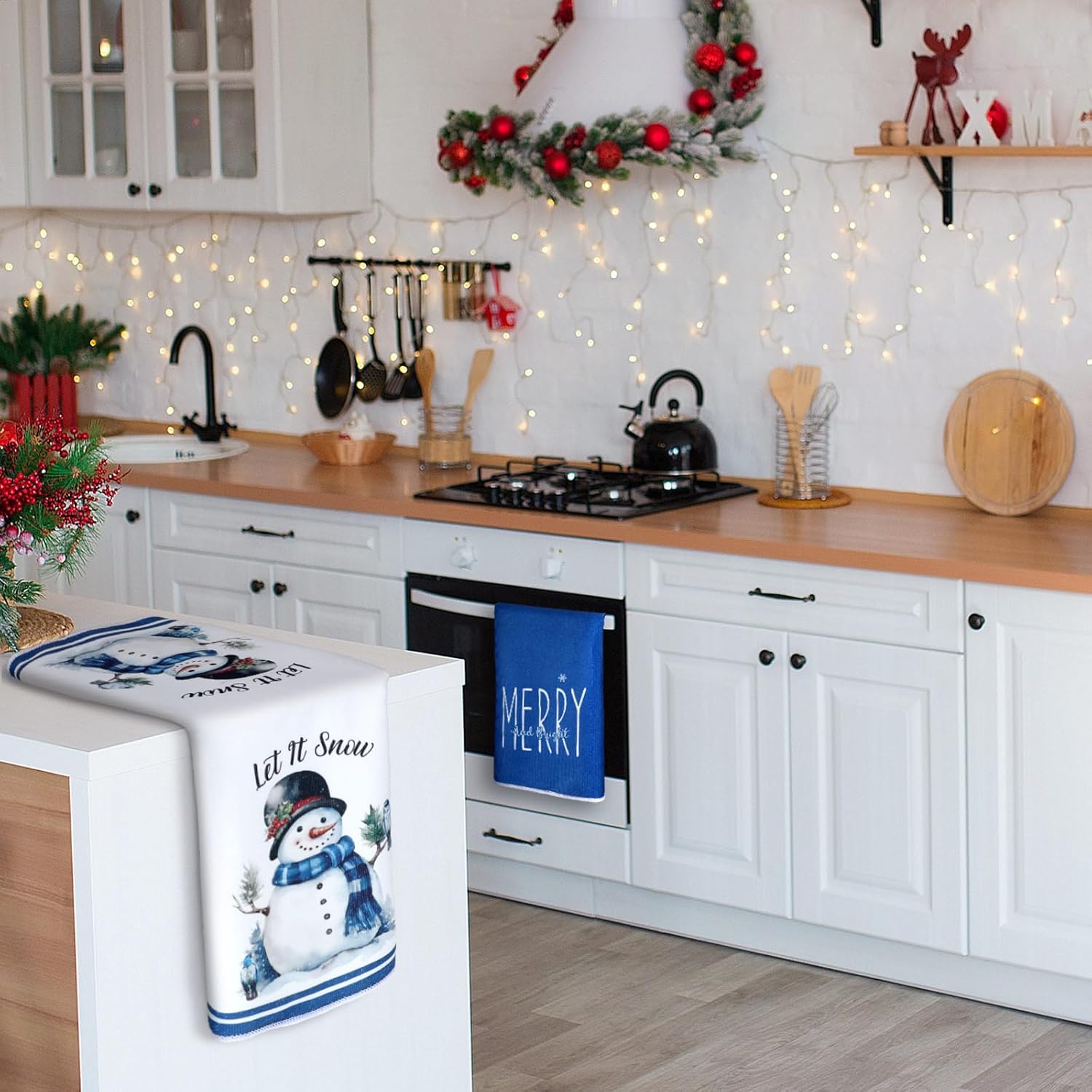 Bencailor Juego de 6 paños de cocina de Navidad absorbentes de microfibra suave para casa de campo, 16 x 24 pulgadas, toallas de mano de invierno y
