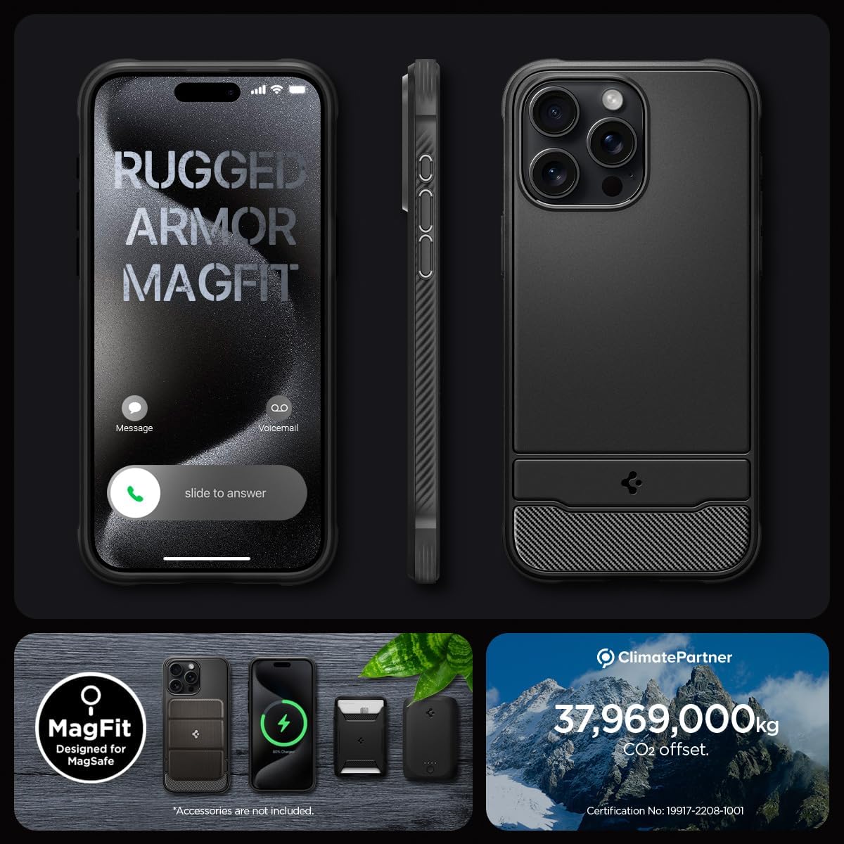 Spigen MagFit – Funda magnética resistente diseñada para iPhone 15 Pro Max, tecnología de protección extrema compatible con MagSafe (2023), color