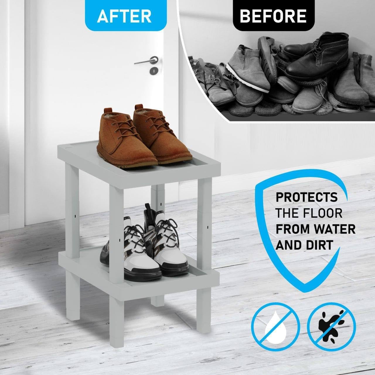 RAKABOT Estante para zapatos y botas de recogida y drenaje de agua y arena, solución única de estante de casillero y organizador de casilleros