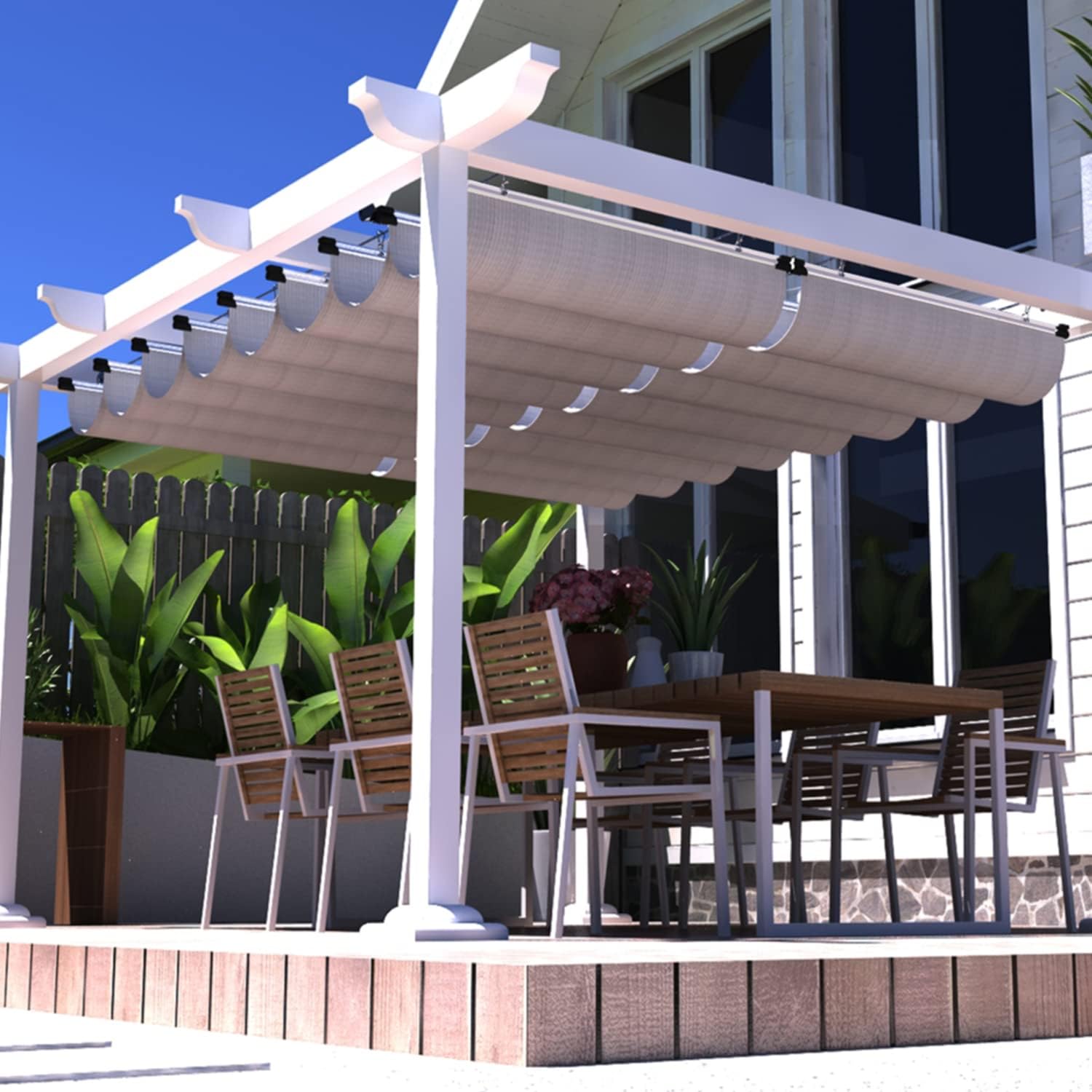 Toldo retráctil de repuesto para pérgola de 3 x 16 pies, con accesorios para cables, para patio, porche, garaje, terraza, toldo