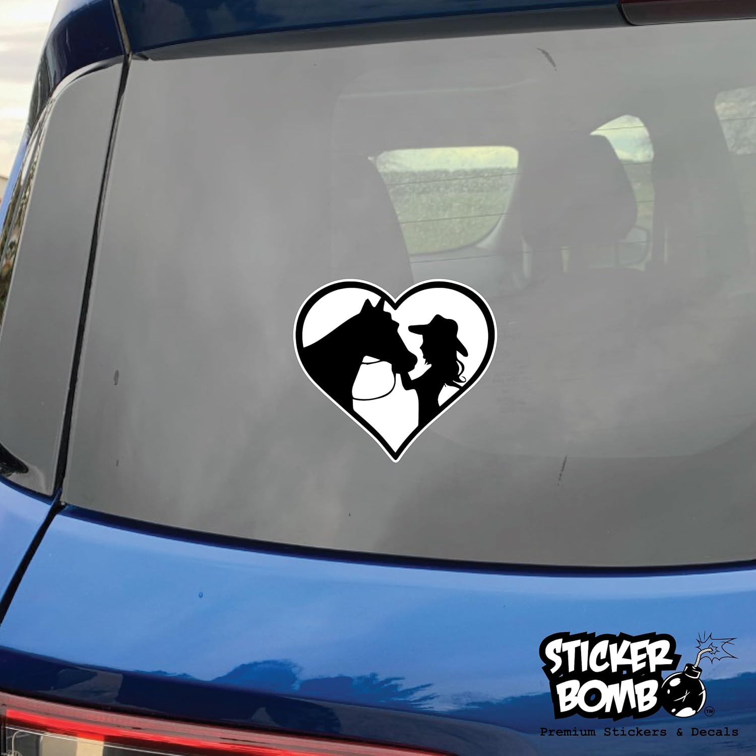 Calcomanía de Sticker Bomb Vinyl de vaquera y caballo en corazón, para automóvil, camión, computadora, en cualquier lugar, vinilo premium para