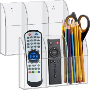 TaoBary Paquete de 2 soportes acrílicos para control remoto, caja de almacenamiento transparente para montaje en pared, un solo compartimento, TaoBary Paquete de 2 soportes acrílicos para control remoto, caja de almacenamiento transparente para montaje en pared, un solo compartimento,