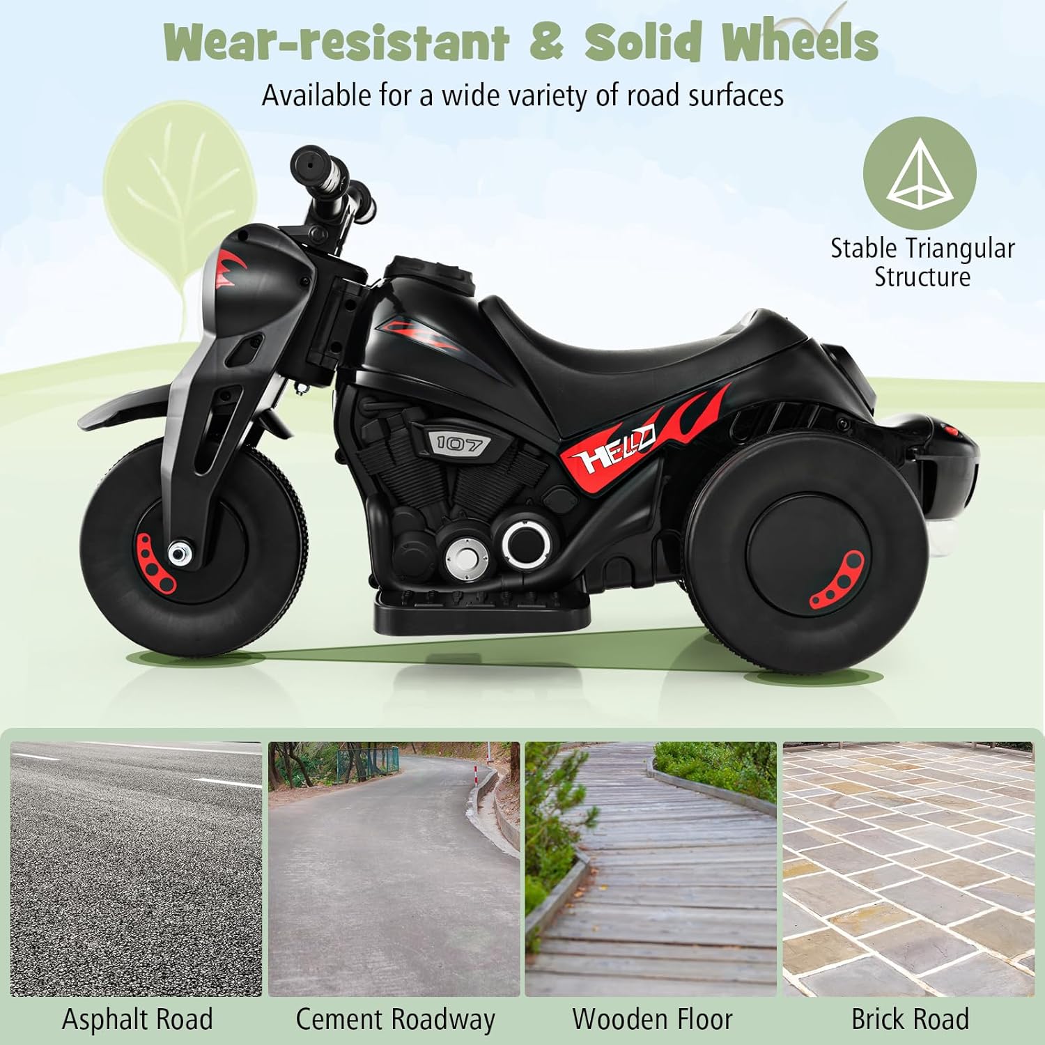 Costzon Motocicleta para niños, motocicleta de 6 V con fabricante de burbujas, música, faro LED, adelante y atrás, motocicleta eléctrica de 3 ruedas