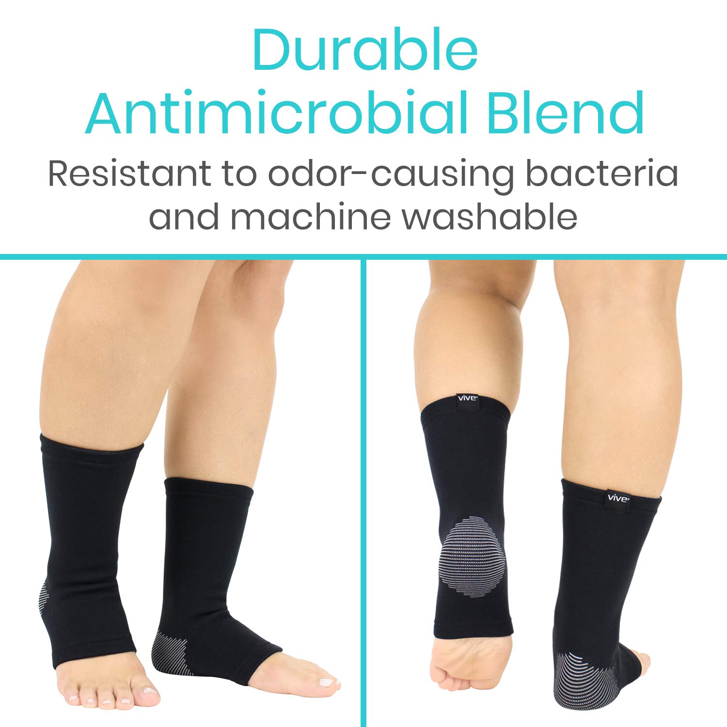 Vive Calcetines de compresión de tobillo para mujeres y hombres (par)  Manga de tobillo con soporte estabilizador elástico para fascitis plantar,