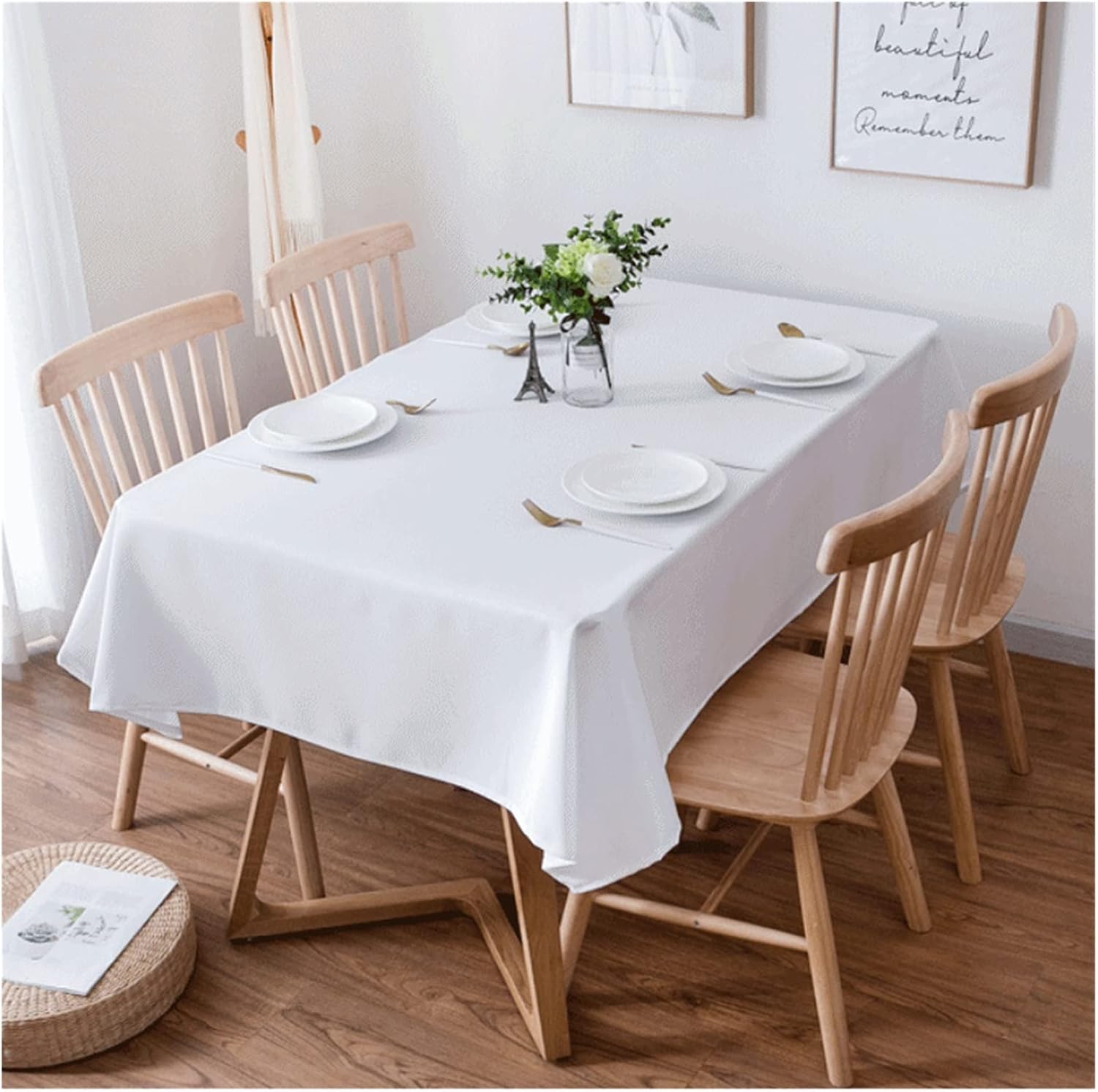 Tablecloth Solid Color White Table Cloth Tablecloth Fashion Dinner Room Cloth Plain Table Cover Manteles para Mesa Rectangulares Table Linen (Color