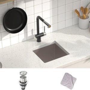 MENSARJOR Fregadero de bar, fregadero de cocina empotrado de 14 x 14 pulgadas, fregadero de acero inoxidable de calibre 16, hecho a mano para MENSARJOR Fregadero de bar, fregadero de cocina empotrado de 14 x 14 pulgadas, fregadero de acero inoxidable de calibre 16, hecho a mano para