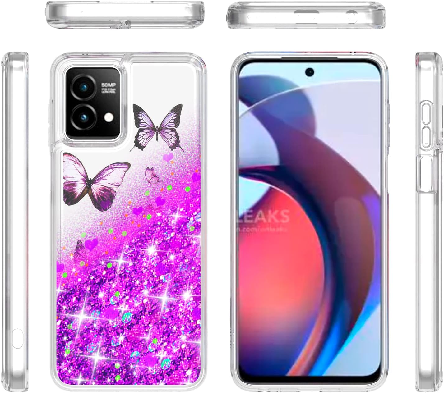 EnCases Funda para Moto G 5G 2023 con purpurina líquida, Motorola G 5G 2023 Carcasa Quicksand Sparkle Heavy Duty Hybrid, Motorola Moto G 5G 2023