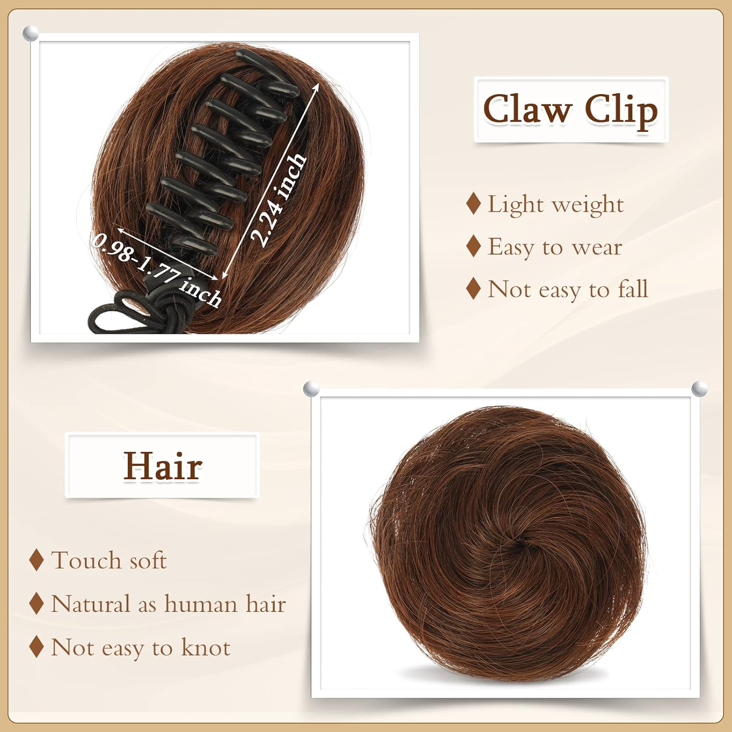 SOFEIYAN 2 piezas de extensiones de moño de pelo con clip de garra de pelo desordenado con orejas de gato, accesorio de peluca sintética en forma de