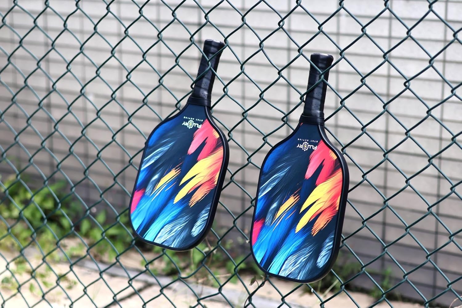 FLUORY Pickleball Paddles Set of 2, Lightweight Fiberglass Surface Pickleball Rackets Set with 4 Outdoor Indoor Balls,1 Carry Bag,Pickleball