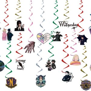 Wednesday Adams – Decoraciones de cumpleaños, 36 piezas de remolinos colgantes de Addams, serpentinas colgantes multicolor para el miércoles Adams Wednesday Adams – Decoraciones de cumpleaños, 36 piezas de remolinos colgantes de Addams, serpentinas colgantes multicolor para el miércoles Adams