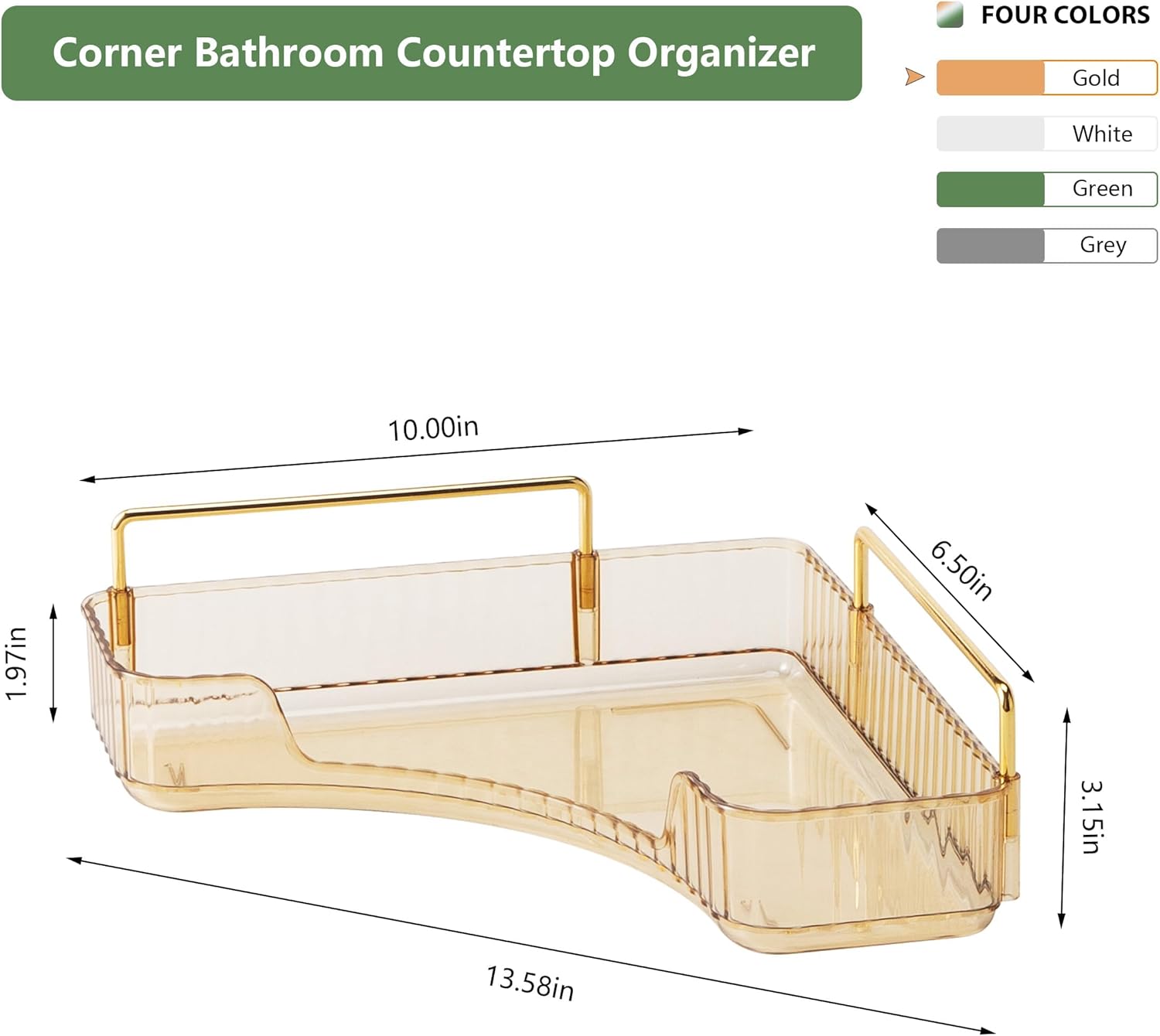 Organizador de esquina para mostrador de baño, estante de encimera de baño, organizador de maquillaje para tocador, bandeja de perfume para