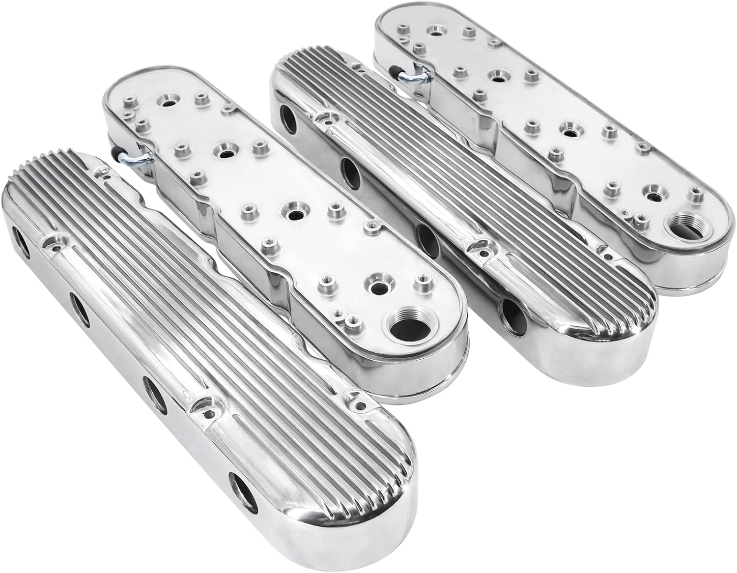 LS – Cubiertas de válvula de aluminio fundido con aletas y soportes de bobina compatibles con Che-vy Small Block SB V8 293 325 376 427 LS1 LS2 LS3