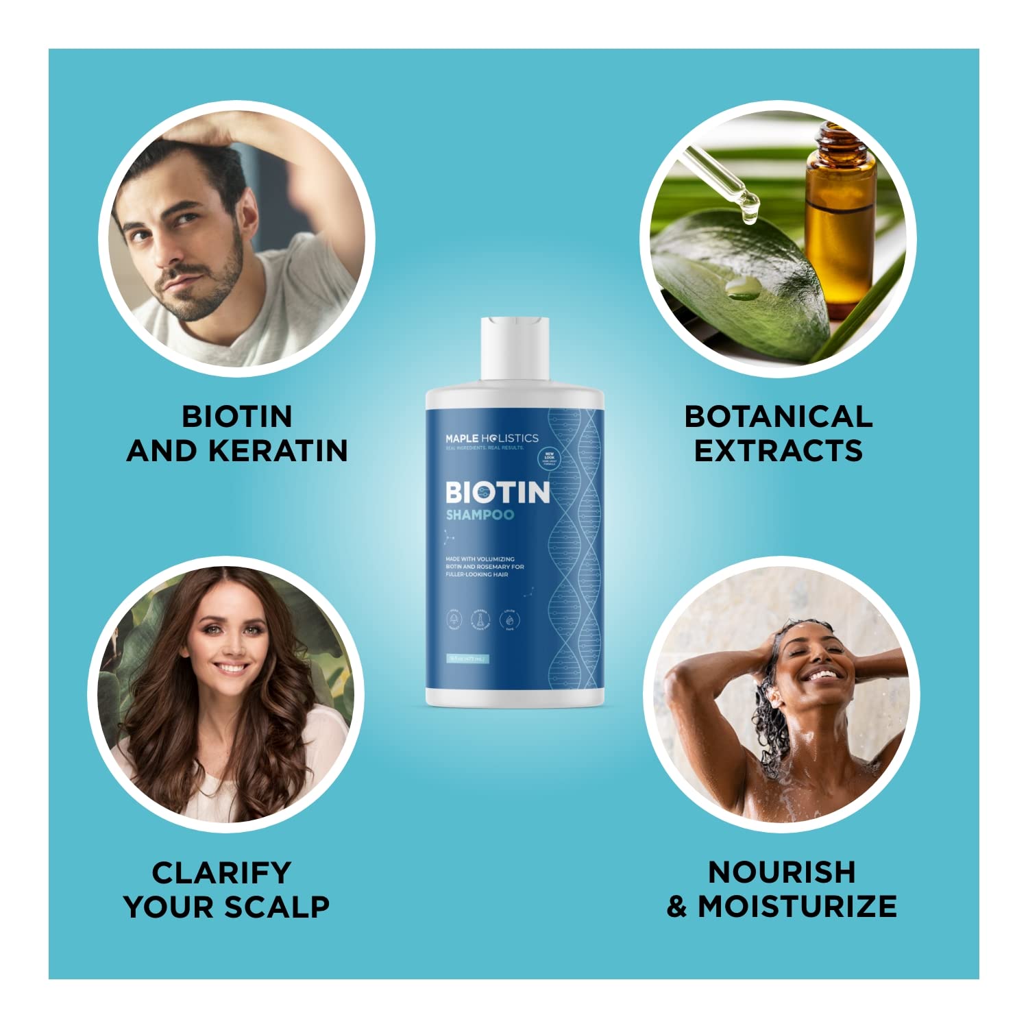 Champú de biotina vegana y aceite de biotina para el cabello, champú grande para engrosar el cabello y suero de biotina para el crecimiento del