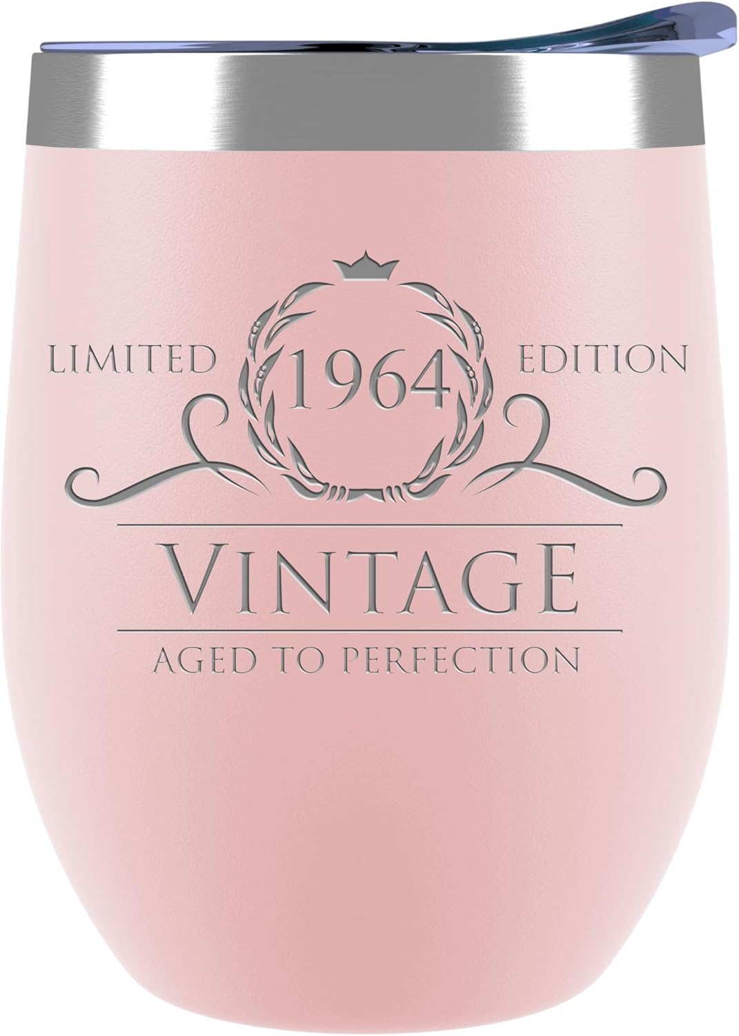 Regalos de cumpleaños número 60 para mujeres y hombres, vaso de vino sin tallo, 1964, 12 onzas, rubor, decoraciones de 60 cumpleaños para mujeres,