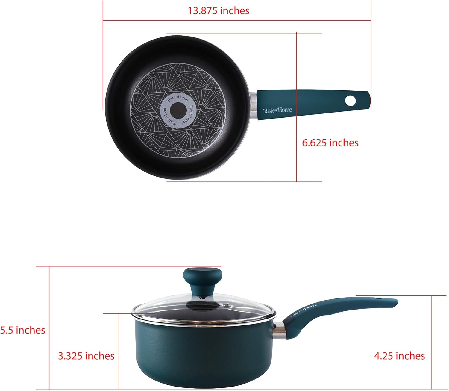 Taste of Home – Cacerola de aluminio antiadherente de 2 cuartos con tapa