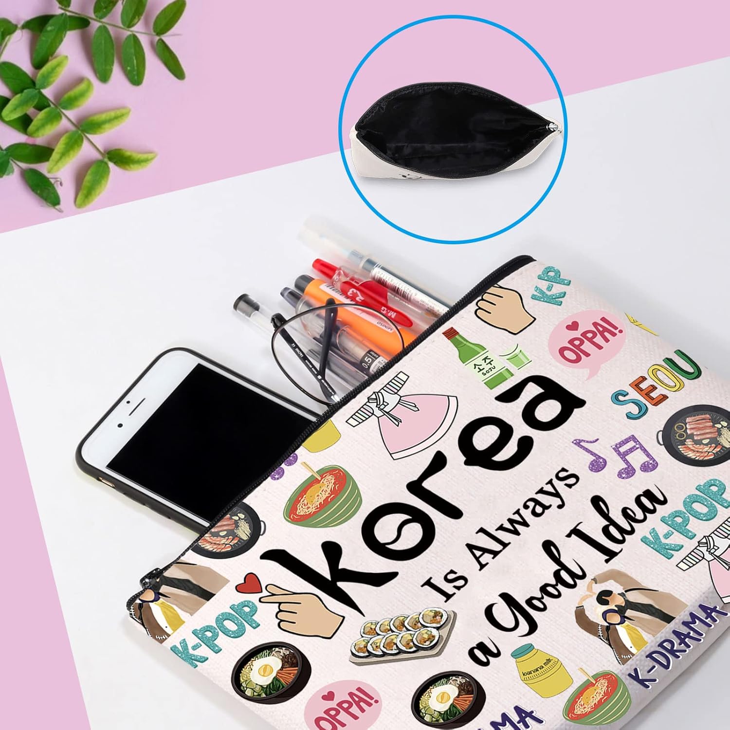 GJTIM Corea del Sur Viaje Vacaciones Regalo de Recuerdo Corea Bachelorette Trip Gift Corea del Sur Bolsa de Accesorios de Viaje para Amantes de