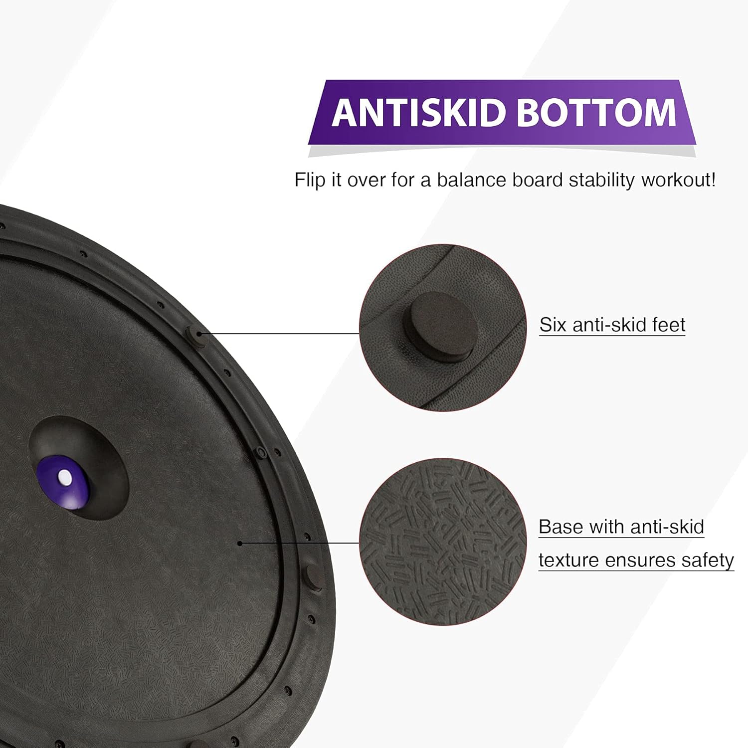 ZELUS Entrenador de pelota de equilibrio con bandas de resistencia y bomba de pie, pelota de yoga inflable para entrenamientos de gimnasio en casa,