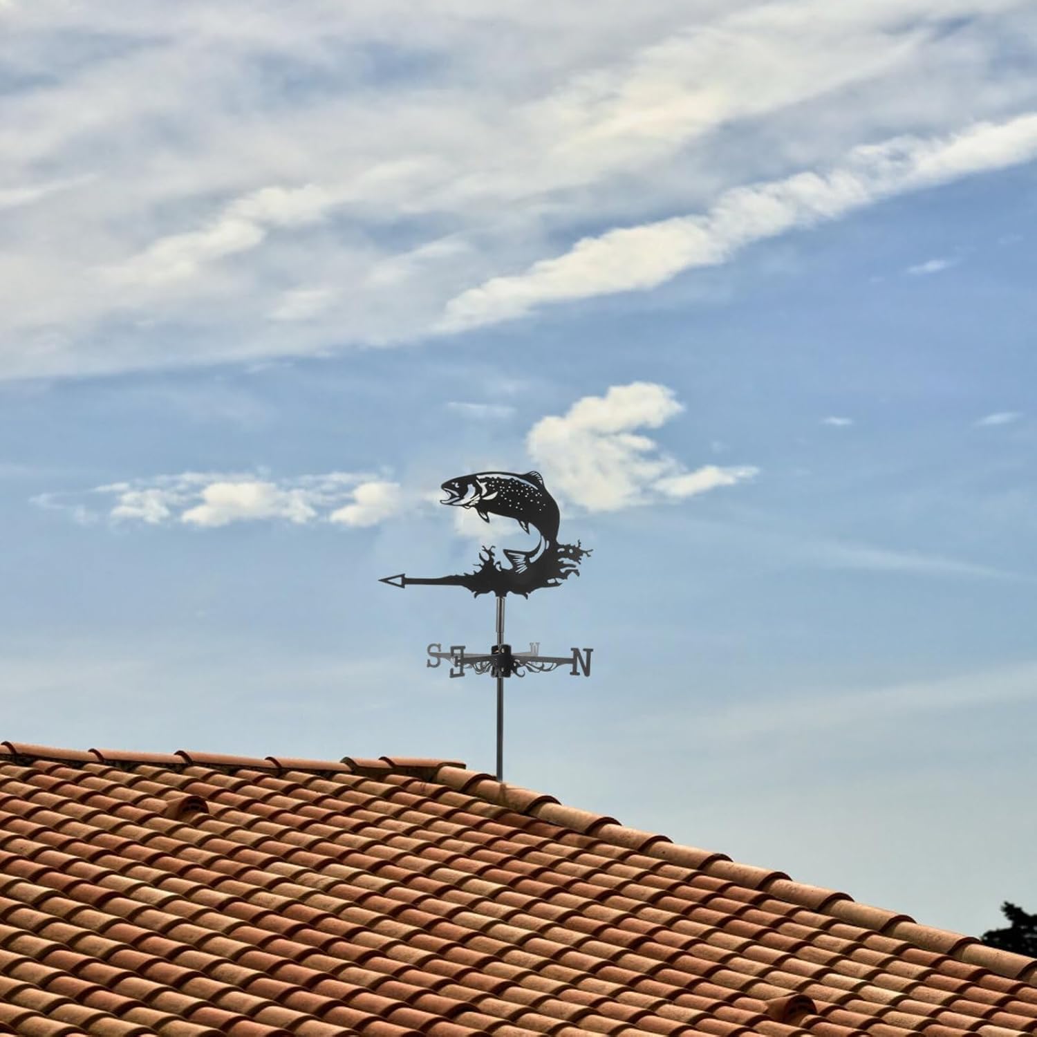 HANABASS Animal Metal Weather Vane Vintage Roof Weather Vane Hollow Wind Dirección Indicador Jardín Patio Patio Paddock Decoración Peces