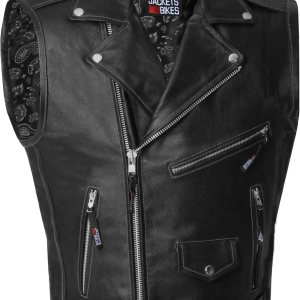Jackets 4 Bikes – Chaleco de cuero para hombre, clásico, de motociclista, disimulado, vintage, color negro Jackets 4 Bikes – Chaleco de cuero para hombre, clásico, de motociclista, disimulado, vintage, color negro