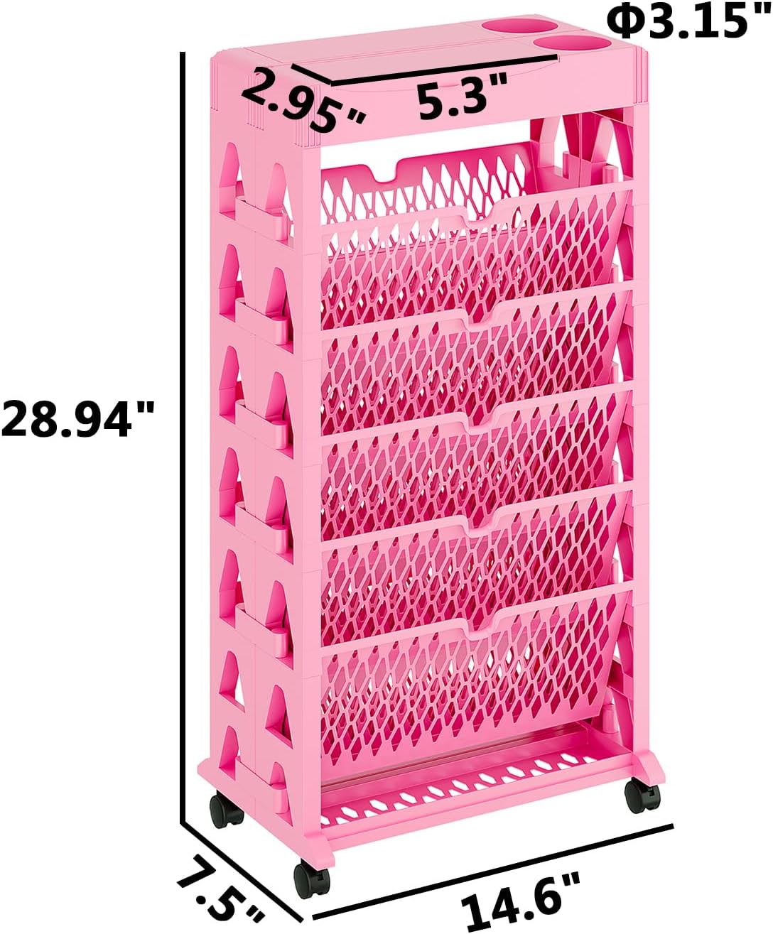 Estantería de 6 niveles para libros, extraíble con ruedas, organizador de lectura para niños, soporte para revistas, archivadores de oficina (10