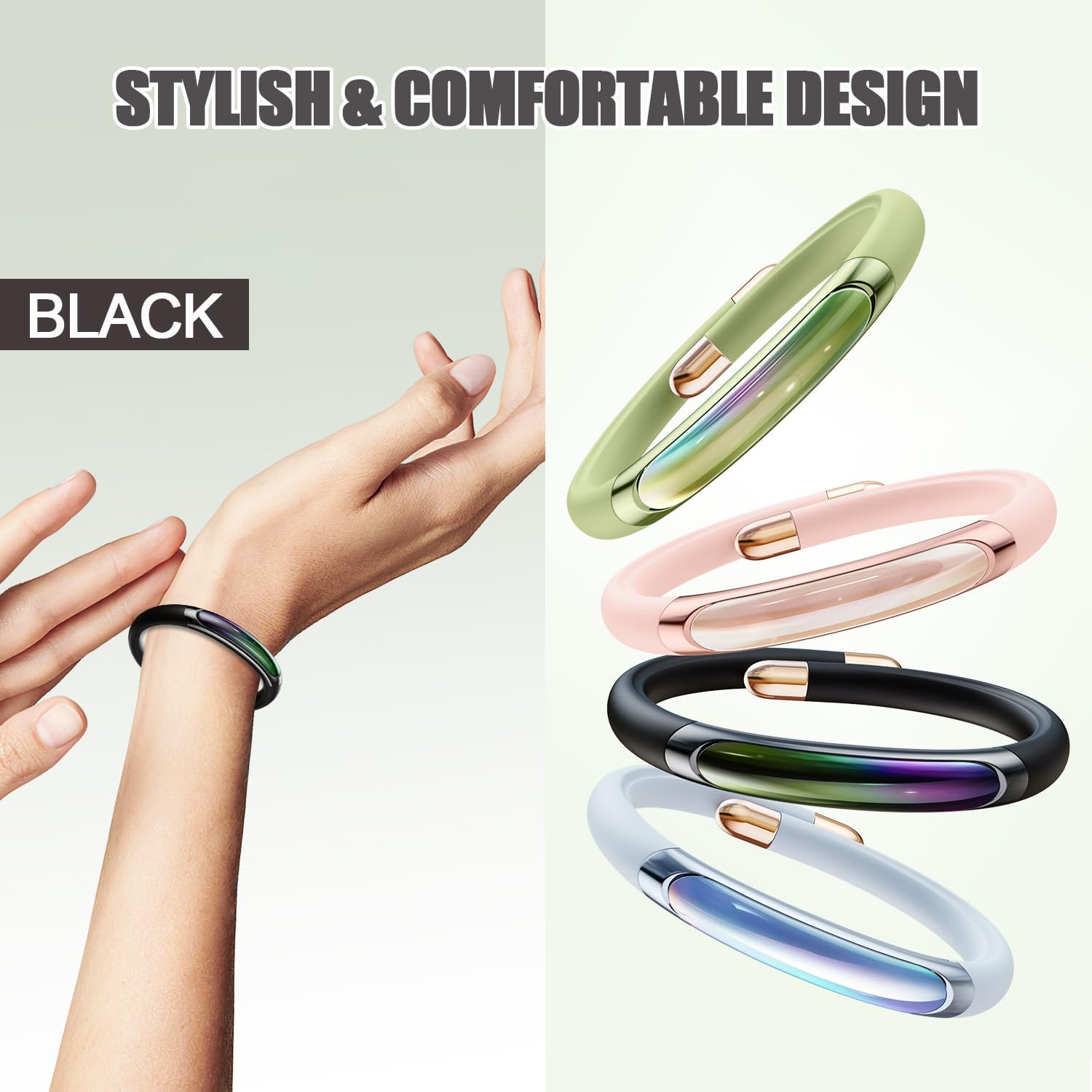 Mosquito Repellent Bracelets 1 Pack, DEET Free Mosquito Repellent Bands with 6 Pcs Essential Oil Cotton, Waterproof Insect Bug Repellent Wristbands
