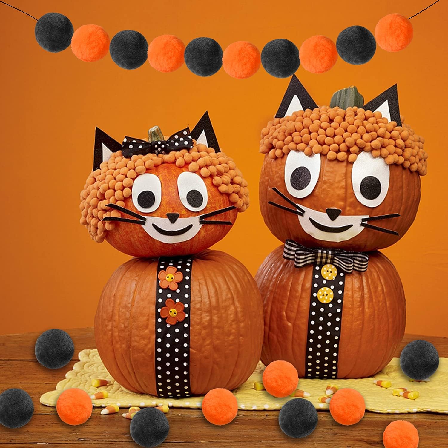36 bolas de pompón de acrílico para disfraz de Halloween, decoración de pompones grandes para manualidades, bolas de pompones suaves y mullidas para