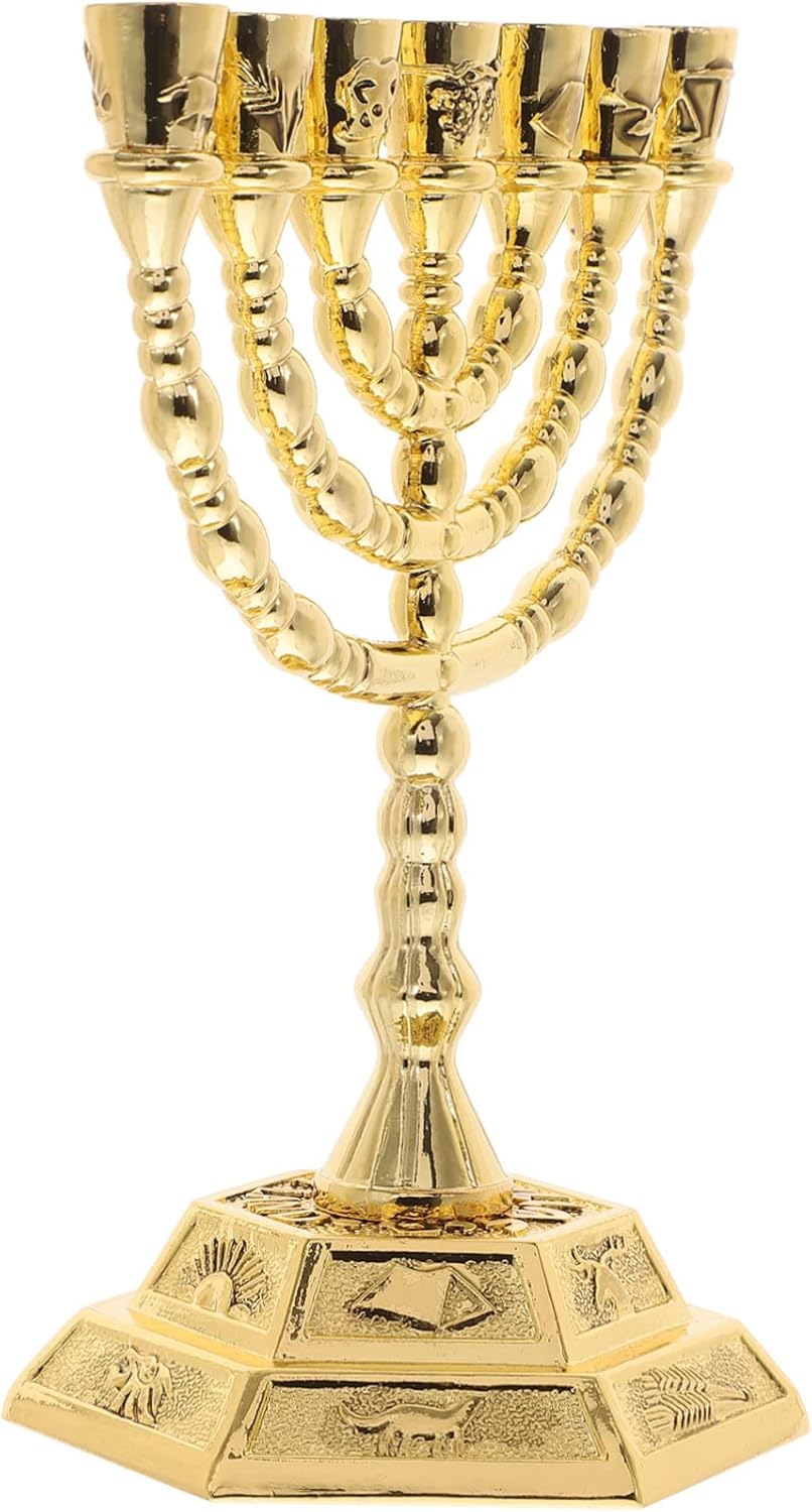 IMIKEYA 7 decoraciones de mesa, decoración de mesa de comedor, decoración de mesa de comedor, menorá de siete ramas, 12 tribus de Israel, portavelas