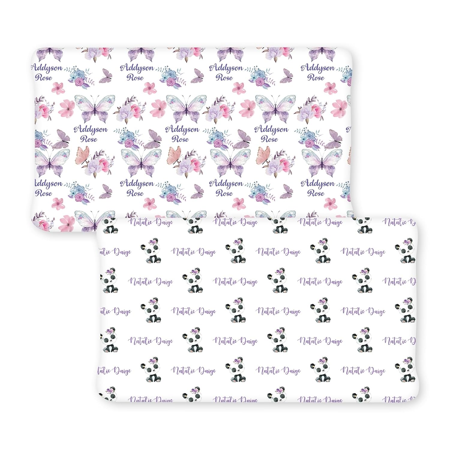 Funda para cambiador personalizada con nombre 2 piezas personalizadas para cambiar pañales con nombre para bebés, fundas de cambiador de punto