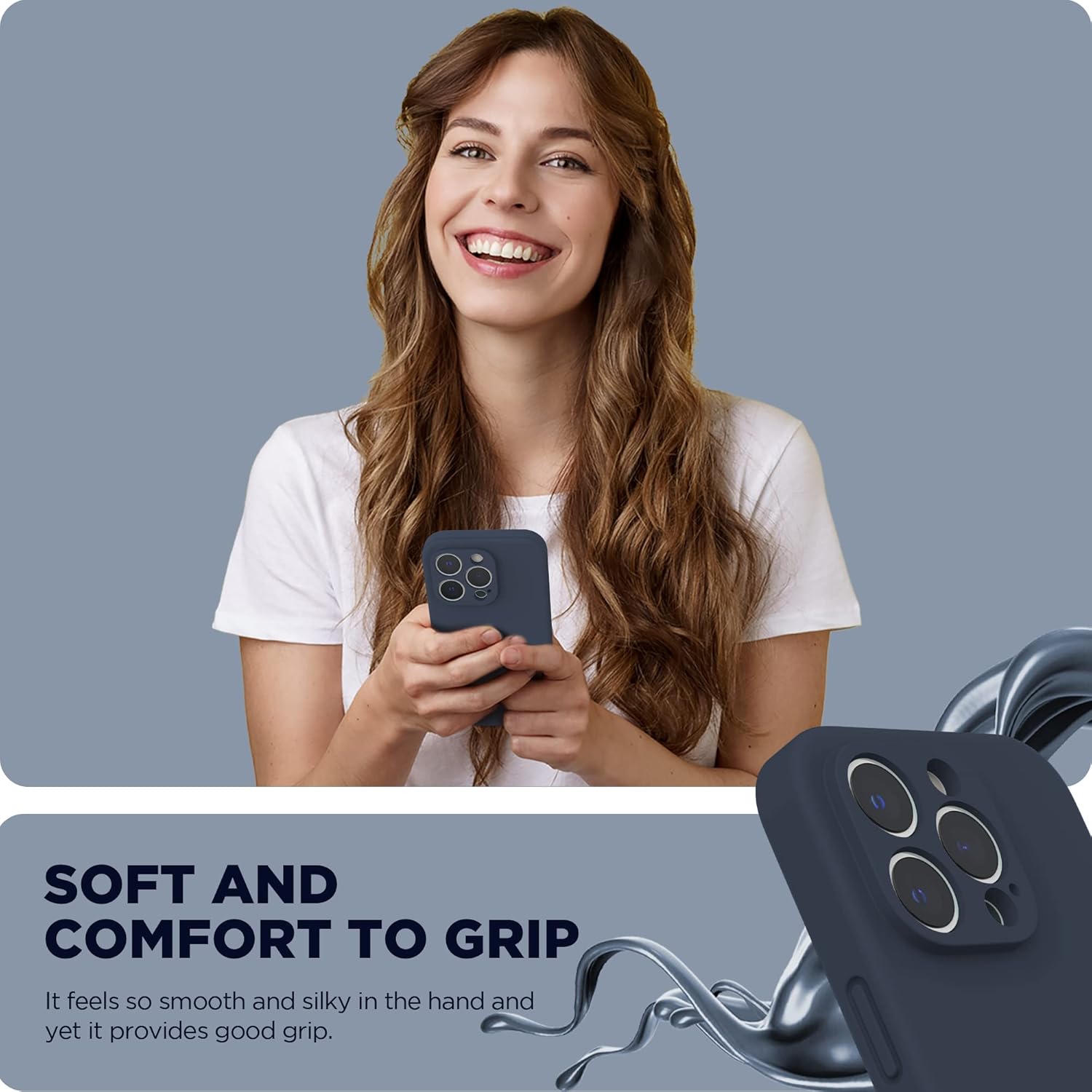 SURPHY Funda diseñada para iPhone 14 Pro Max con protector de pantalla, (con protección de cámara + forro de microfibra suave), funda de silicona