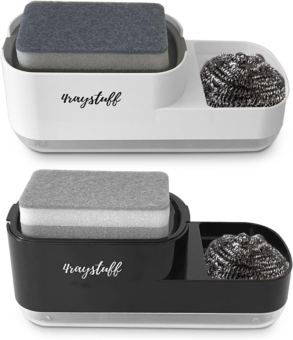 Dispensador de jabón para platos para fregadero de cocina 2 en 1 con soporte para esponja. Dispensador de jabón líquido y esponja incluidos.
