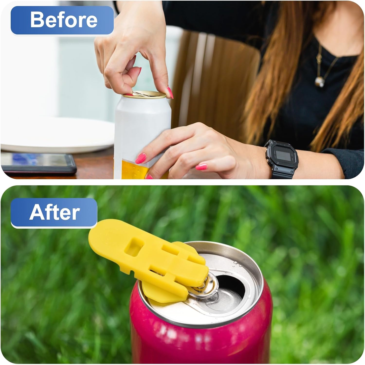 uxcell Abrelatas manual fácil, paquete de 50 protectores de aluminio para latas de bebidas, abrelatas de latas de plástico para bebidas gaseosas y