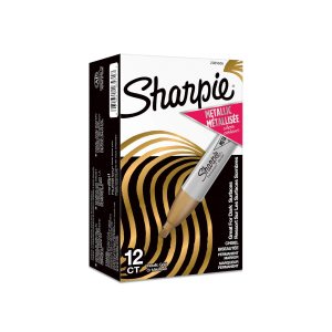SHARPIE Marcadores permanentes con punta de cincel de tinta metálica, 1 docena SHARPIE Marcadores permanentes con punta de cincel de tinta metálica, 1 docena