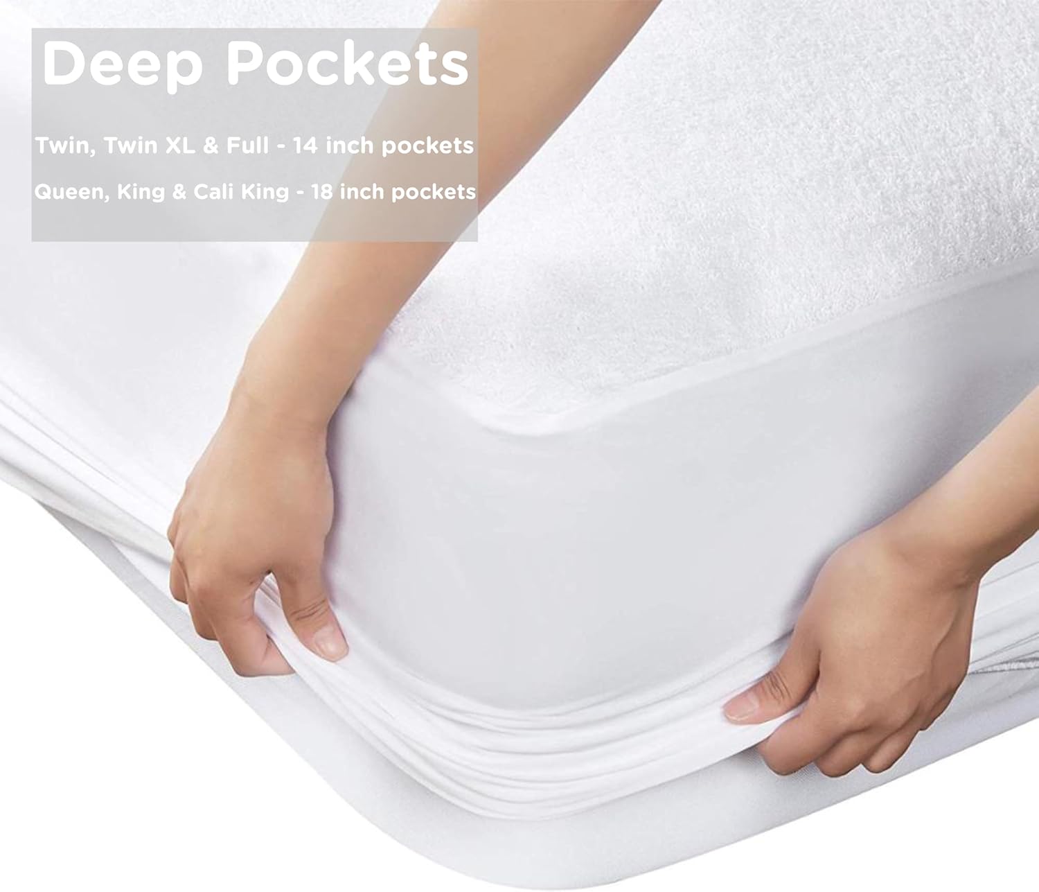Protector de colchón impermeable elástico ajustado con bolsillos profundos para colchones de cualquier tamaño, acabado de algodón suave,