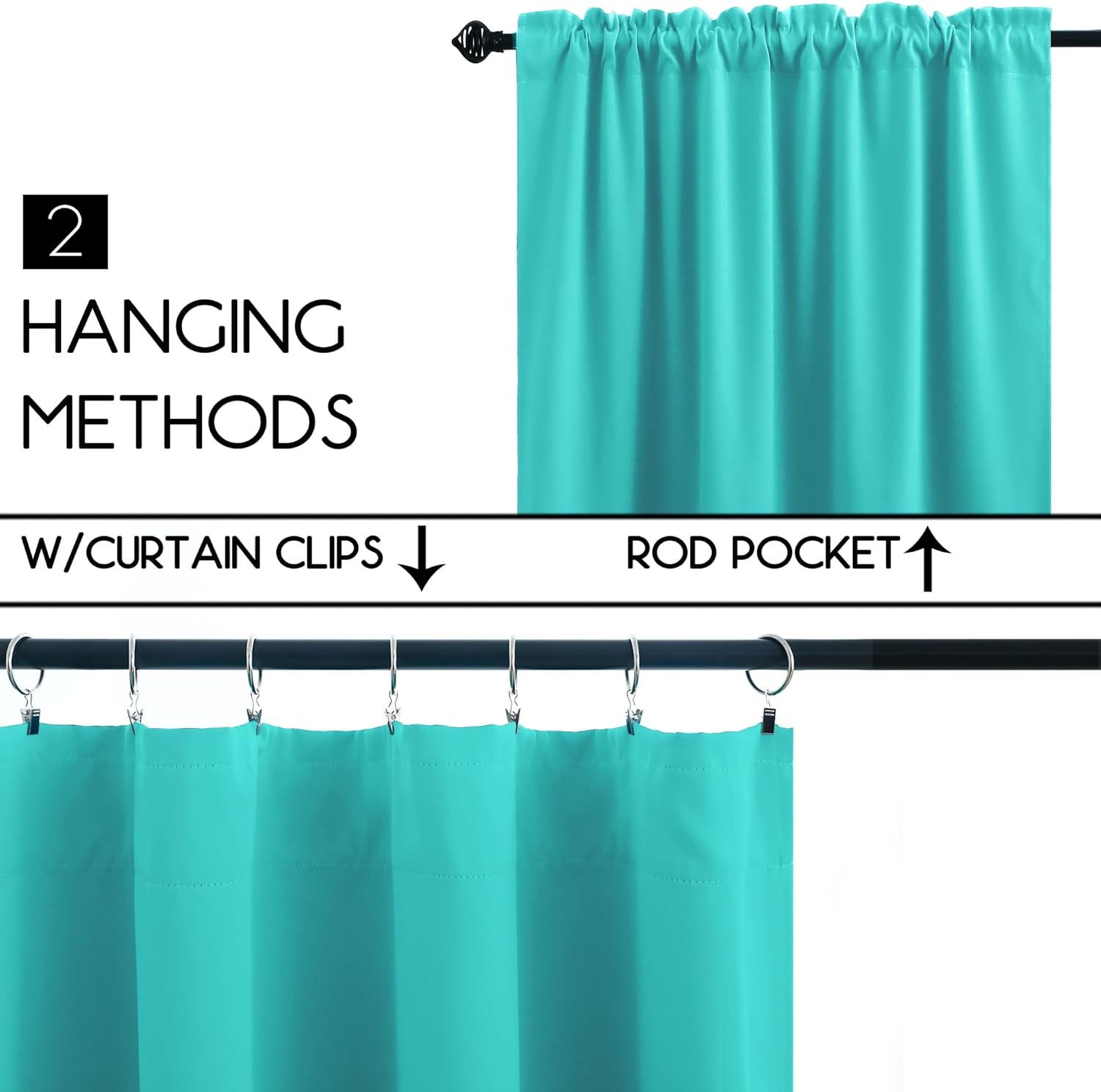 Cortinas cortas color turquesa de 30 pulgadas de largo para ventana de baño, cocina, juego de 2 paneles opacos para oscurecer la habitación,