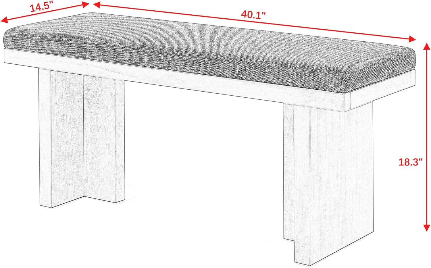 Banco acolchado para dormitorio, hecho de madera de goma resistente, esponja de lino, perfecto para salas de estar, dormitorios y pasillos modernos
