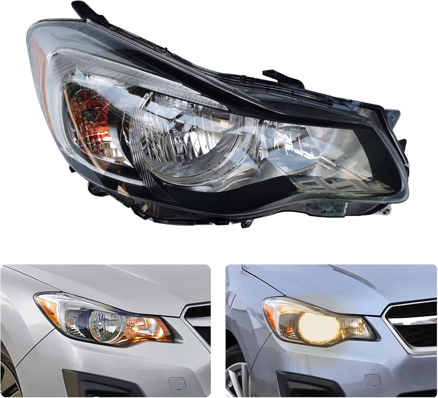 CNCEST Conjunto de faros delanteros halógenos derechos – ajuste directo  carcasa cromada lente transparente – para modelos Subaru Impreza 2015-2016