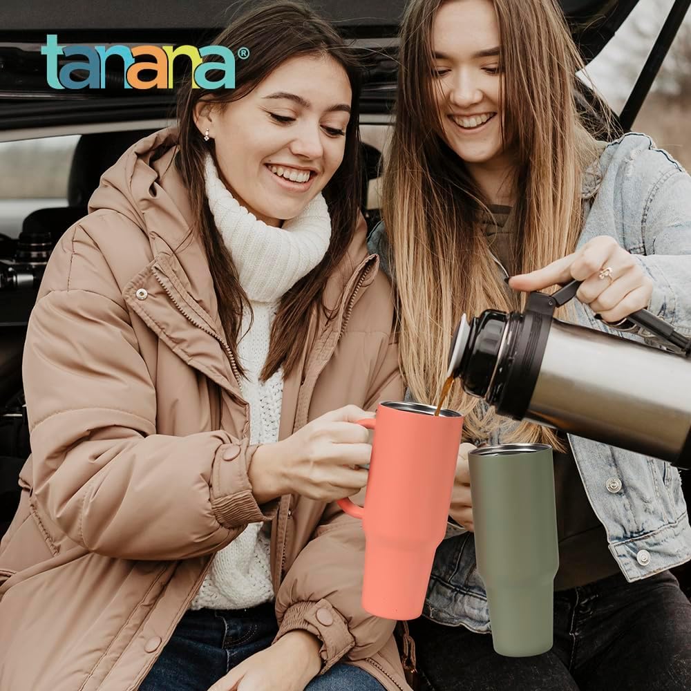 TANANA 40 oz  1200 ML Tumbler with Handle and Straw Lid  Dishwasher Safe  Insulated Cup Food Grade Stainless Steel Water Bottle Travel Coffee Mug