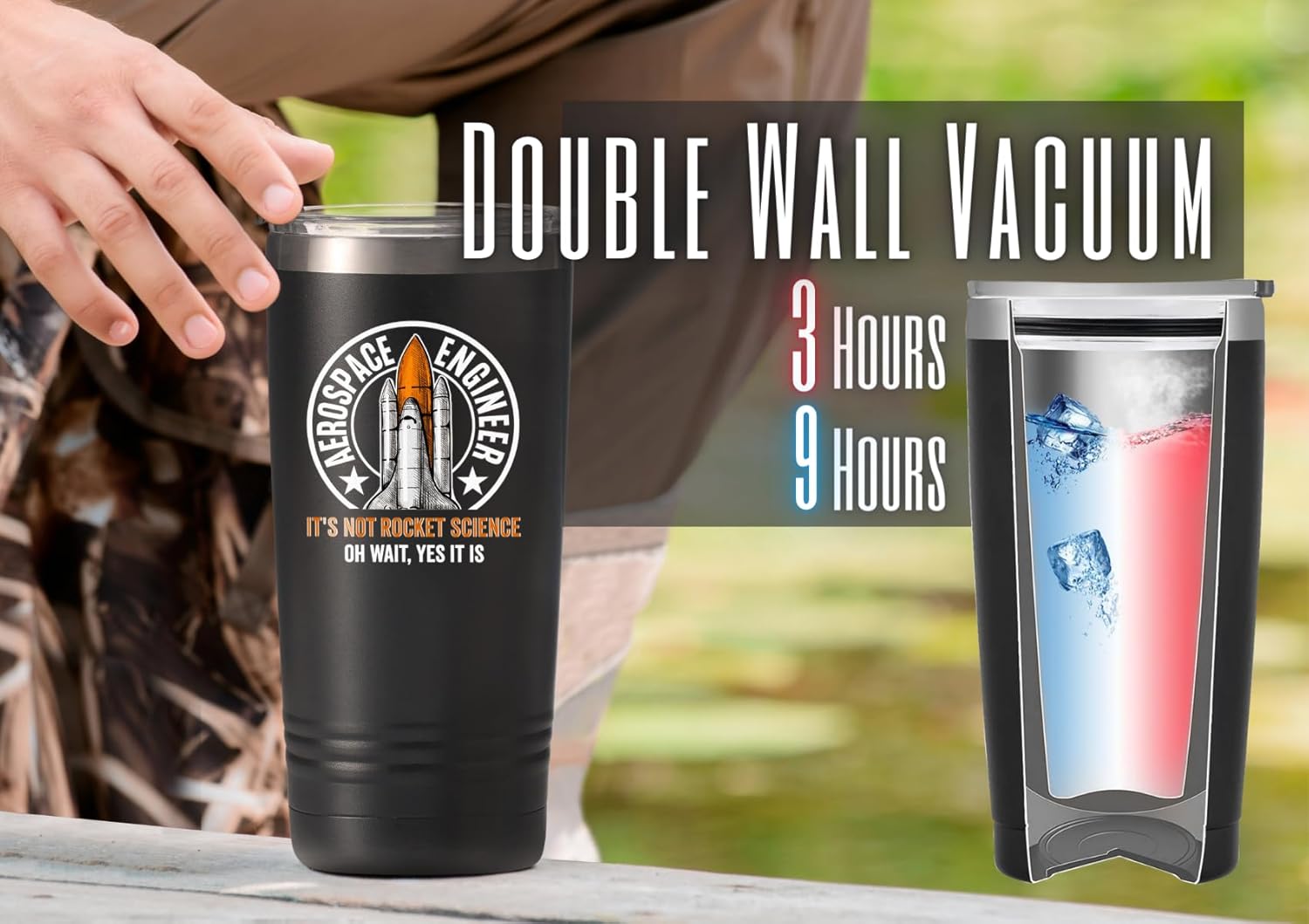 Onebttl Regalos aeroespaciales para hombres, 20 onzas, regalos espaciales, vaso de acero inoxidable con tapa, taza de café de viaje con aislamiento
