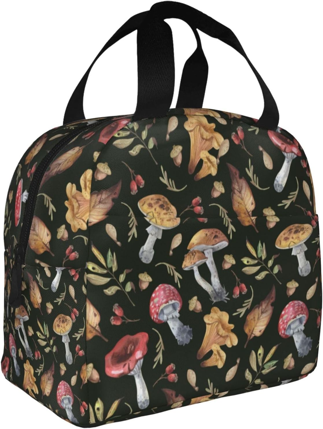 Lonchera aislada para acuarela, hojas de otoño, setas, lonchera, resistente, espaciosa, para adultos, para aprovechar tu día, impermeable, para