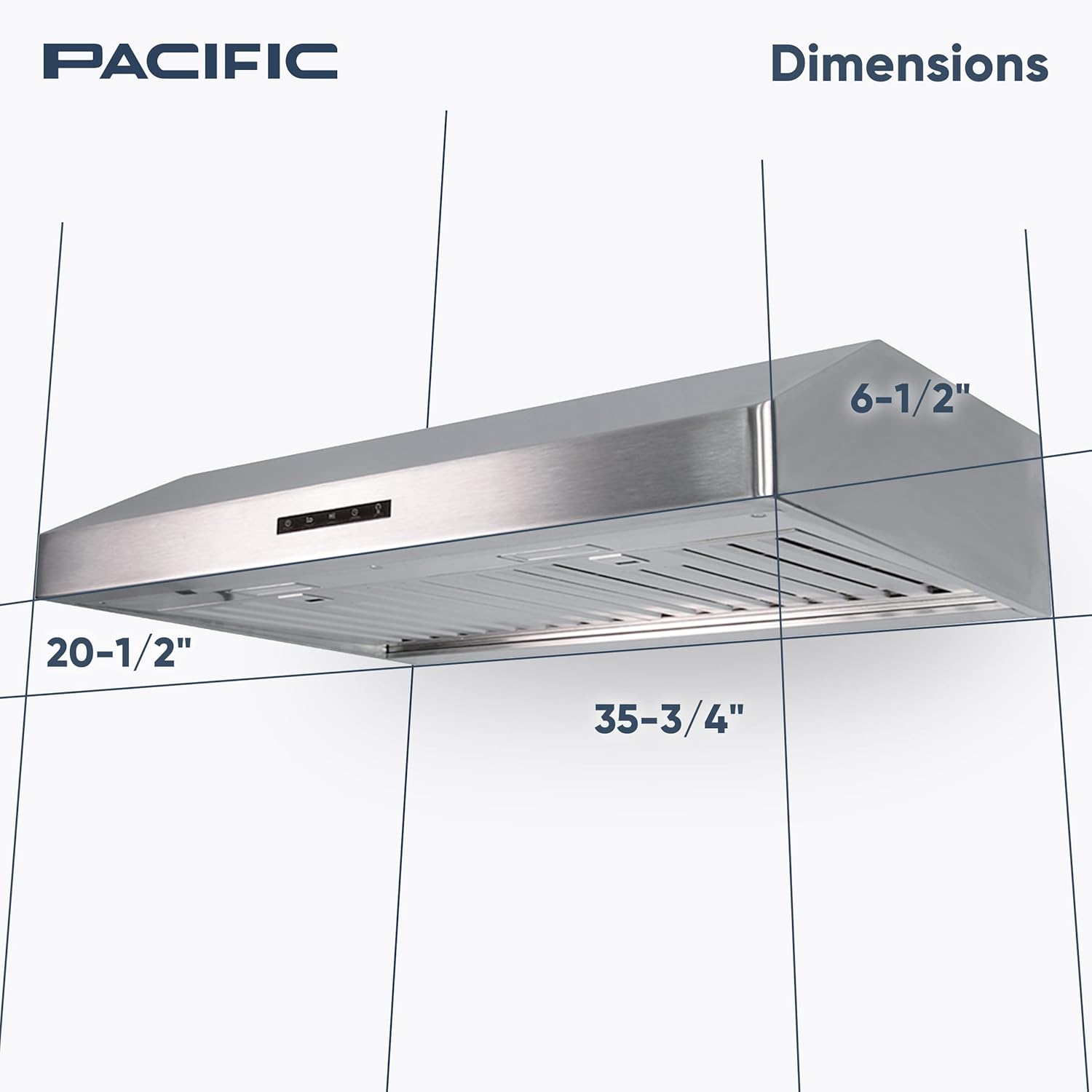 PACIFIC Campana extractora Economy Pro PR6830AS de 36 pulgadas, 850 CFM, carcasa de alta capacidad con filtro deflector apto para lavavajillas,