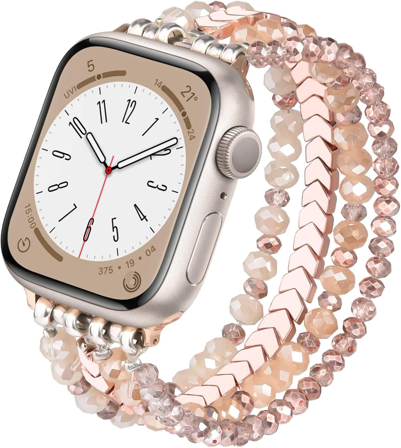 V-MORO Beaded Bracelet Compatible with 41mm40mm38mm,45mm44mm42mm49mm(ultra) Women Apple Watch Bands Handmade Fashion Cute Elastic Stretch Strap for