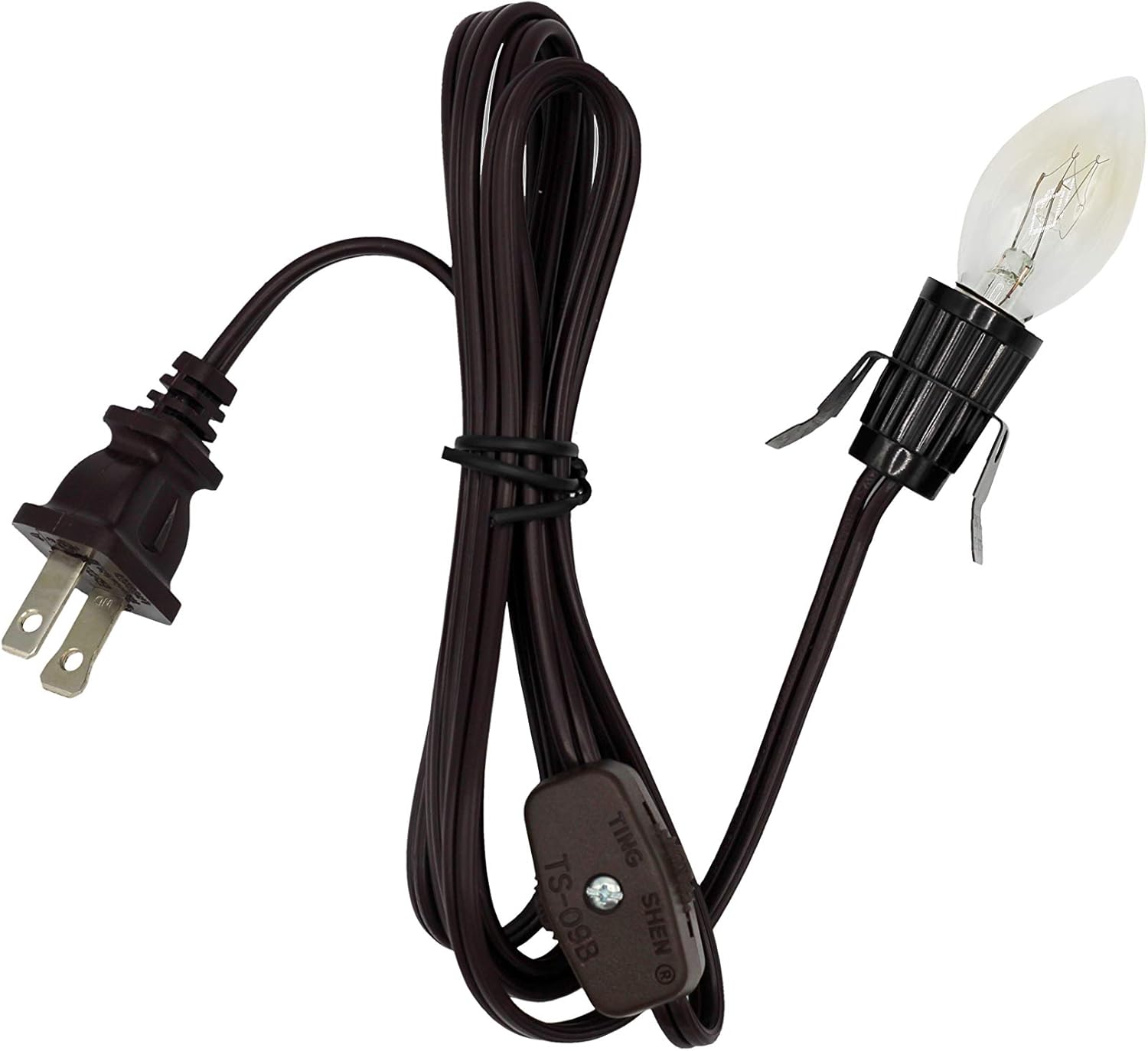 Creative Hobbies Cable de lámpara de clip y bombilla de 7 W para lámparas de sal, pueblos de Navidad, calabazas y más, 6 pies con interruptor de