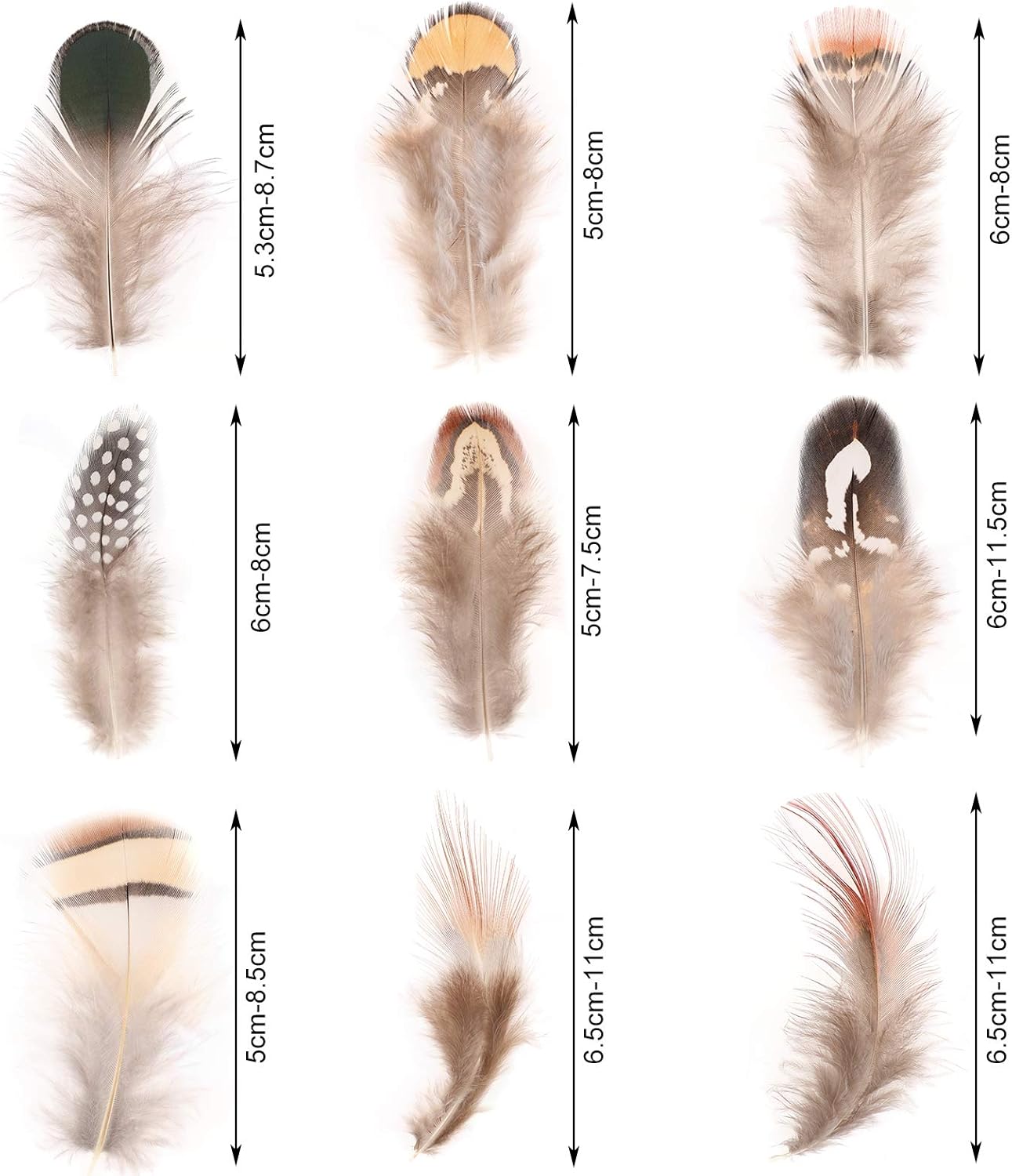 MWOOT 9 estilos surtidos de plumas artesanales (180 unidades), plumas de pollo naturales para bricolaje, aretes, alas, atrapasueños, manualidades,