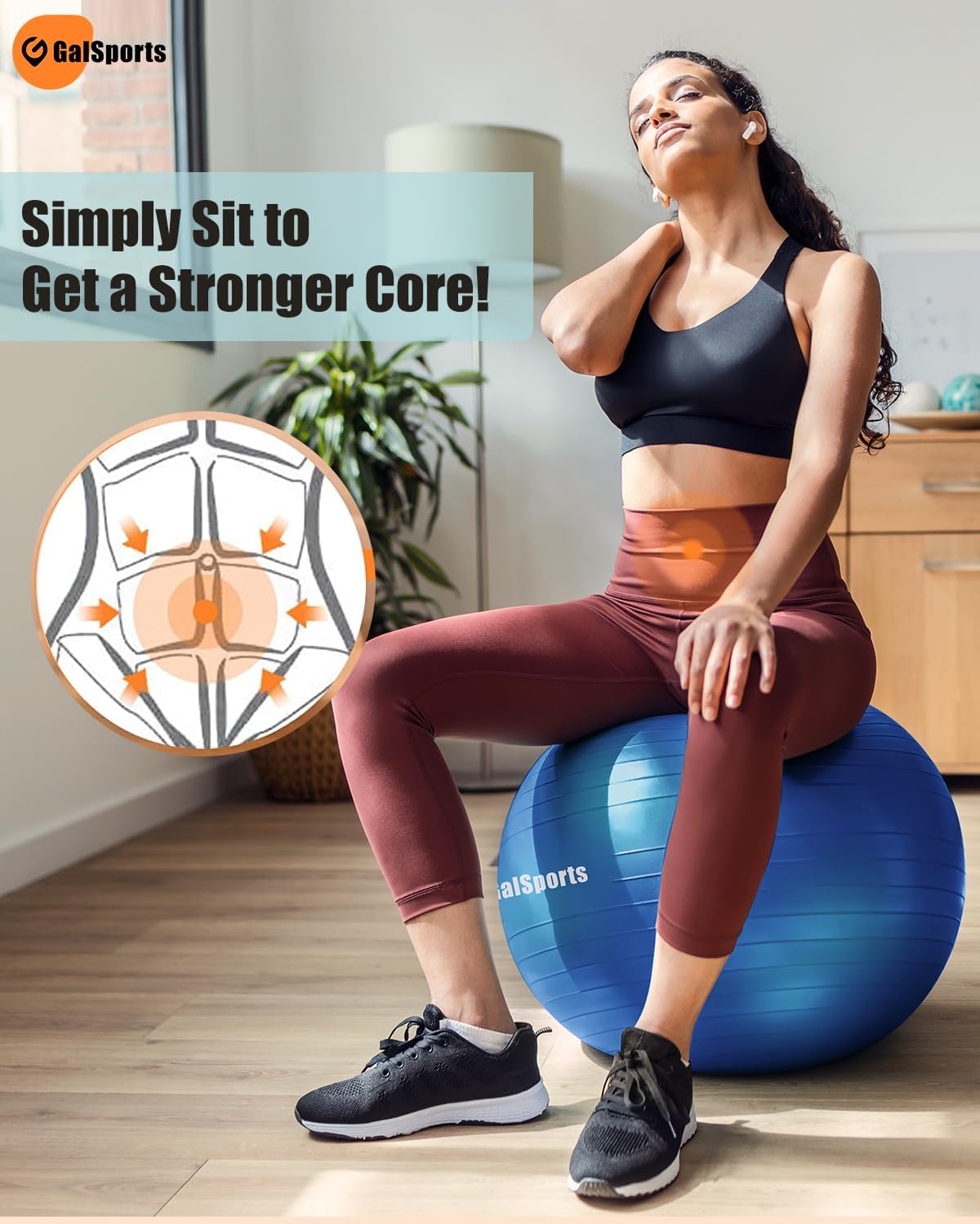 Yoga Ball Exercise Ball for Working Out, Anti-Burst and Slip Resistant Stability Ball, Swiss Ball for Physical Therapy, Exercise Ball Chair, Home