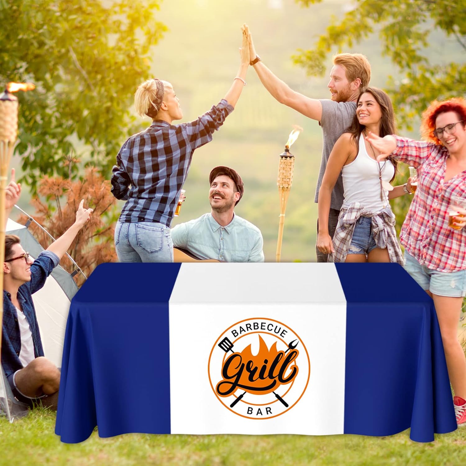 Camino de mesa personalizado con texto del logotipo de la empresa, mantel personalizado para fiestas, cumpleaños, bodas, caminos de mantel